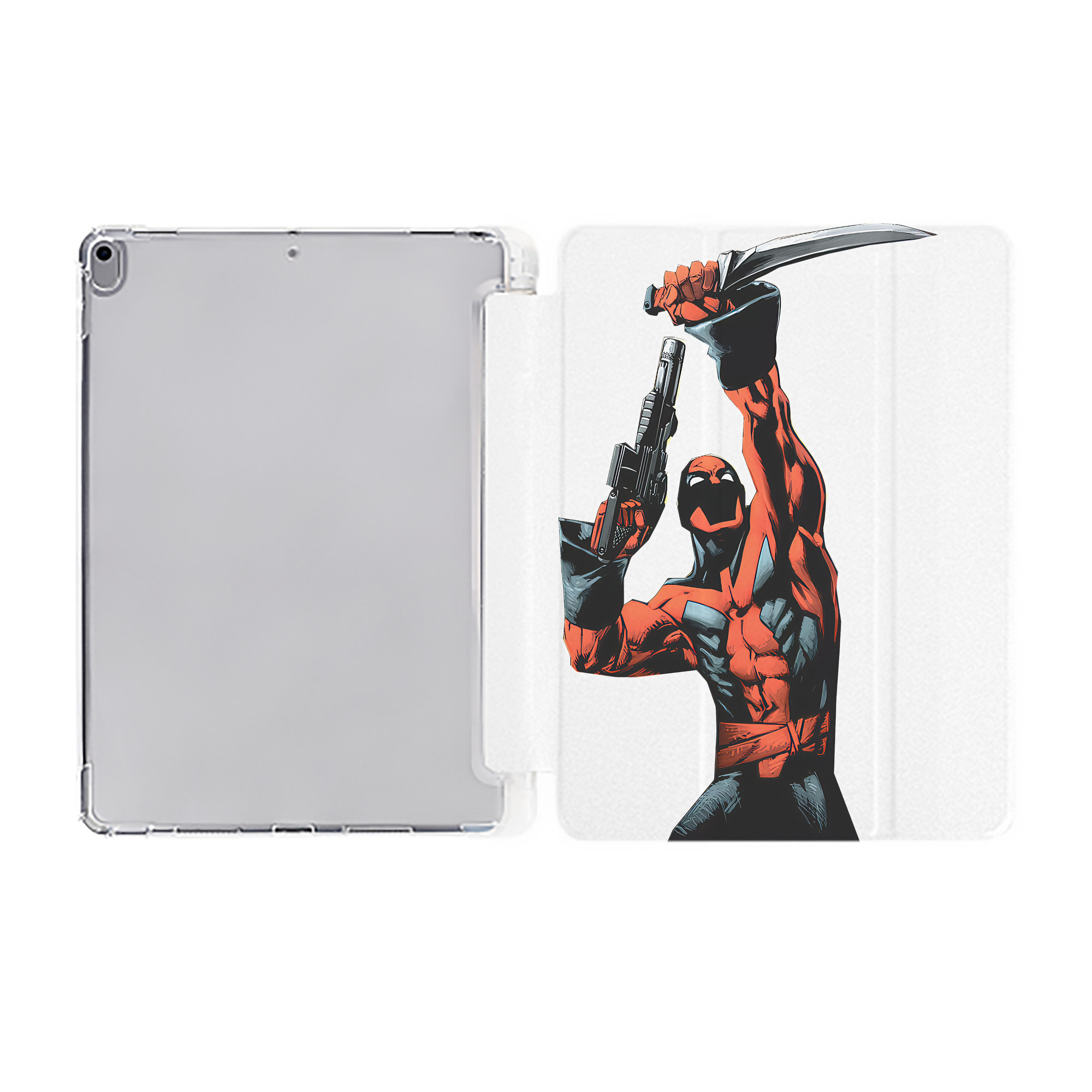 （画像用） Deadpool デッドプール IPad ケース ペン収納付き 三つ折りスタンド PUレザー×シリコン 対応機種9.5/10.5/10.9インチ